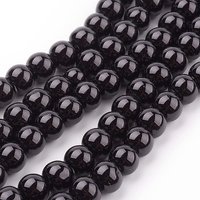 Fils de Perles en Verre, Ronde Noire, 8mm, 100pcs/fils — Perles à bijoux