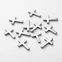 Non-magnetic Synthetic Hematite Cross Pendant, Black, 23x35mm — Charms & Pendants