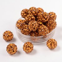 Perles Pave Disco Ball, Perles en Argile Polymère avec Strass, Topaz, 10mm — Perles à bijoux