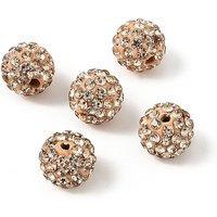 Pave Disco Ball Beads, Polymer Clay Rhinestone, Light Peach, 10mm