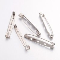 Iron Brooch Findings, Back Bar Pins with Three Holes, Platinum — Jewelry Findings