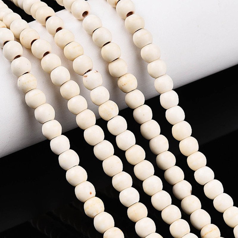 Brins de perles en magnesite synthétique, rondes, 4mm, trou de 1mm, 90pcs — Perles à bijoux