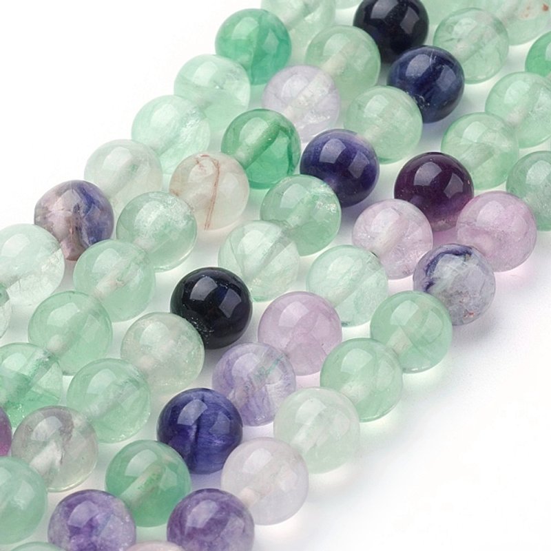 Brins de perles de fluorite naturelle, grade AB, rond, 8 mm, 15 pouces — Perles à bijoux