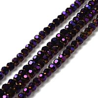 Brins de perles en verre électroplaqué, facettées rondes violettes 4mm — Perles à bijoux