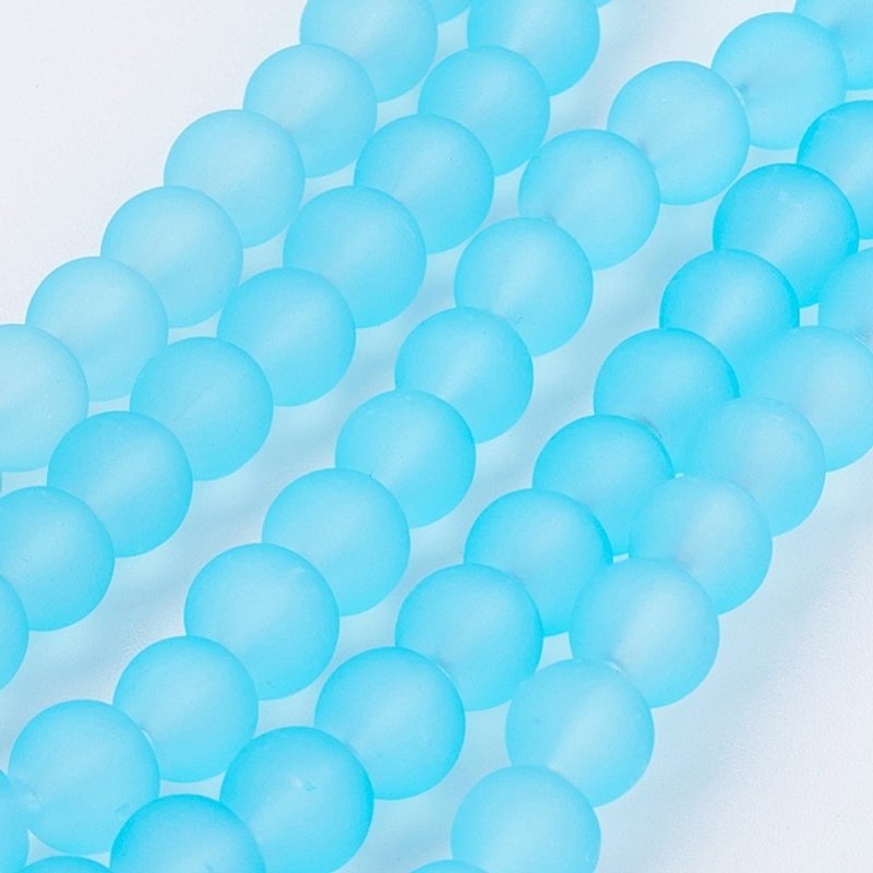 Transparent Frosted Glass Bead Strands, Light Sky Blue, 6mm — Jewelry Beads