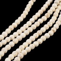 Brins de perles en turquoise synthétique, teintées, rondes, blanches, 6mm — Perles à bijoux