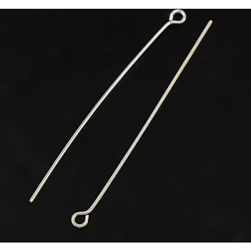 Épingles à œil en laiton plaqué argent de 50MM - Sans cadmium ni plomb — Accessoires pour bijoux