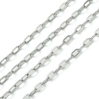 Tarnish Resistant 304 Stainless Steel Cable Chains, Soldered, Flat Oval