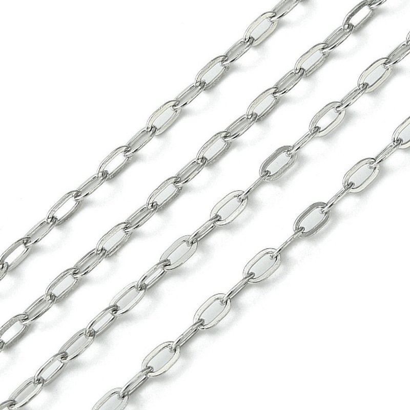 Tarnish Resistant 304 Stainless Steel Cable Chains, Soldered, Flat Oval — Chains, Wire & Cord