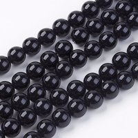Fil de perles rondes en onyx noir naturel teinté, 8 mm, 48 pcs — Perles à bijoux