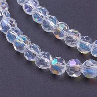 Brins de perles en verre électroplaqué, couleur AB, facettées, rondes, 6mm — Perles à bijoux