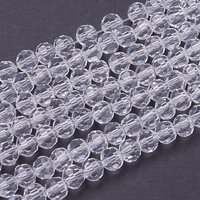 Faceted Glass Beads Strands, Clear, Round, 6mm, 88-91pcs — Jewelry Beads