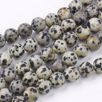 Natural Dalmatian Jasper Stone Bead Strands, Round, 8mm — Jewelry Beads
