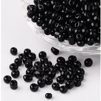 Perles de Verre Opaque Noires Rondes 8/0, 1101pcs/50g — Perles à bijoux