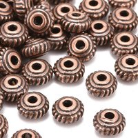 Tibetan Style Alloy Spacer Beads, Bicone, Lead Free, Red Copper — Jewelry Beads