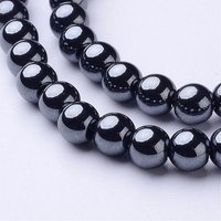 Perles rondes en hématite synthétique noire, 6mm, 72pcs/fil — Perles à bijoux