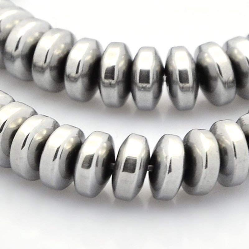 Grade AAA Synthetic Hematite Rondelle Beads Strands - 6x2.5mm — Jewelry Beads