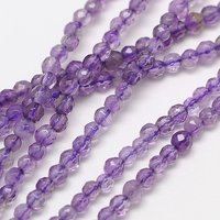 Fils de perles d'améthyste naturelle de grade A, 3 mm, ronds facettés