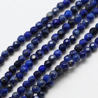 Natural Lapis Lazuli Bead Strands, 3mm, Faceted Round, 15 inch