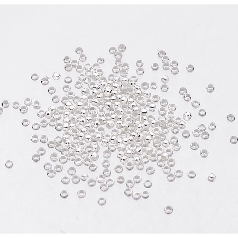 Perles à sertir en laiton, plaquées argent, 909pcs par 10g — Perles à bijoux