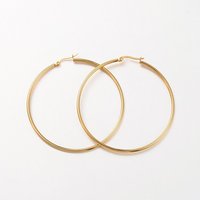 Boucles d'oreilles créoles en acier inoxydable 304 - Plaqué or 18K réel, 65mm — Boucles d'oreilles créoles