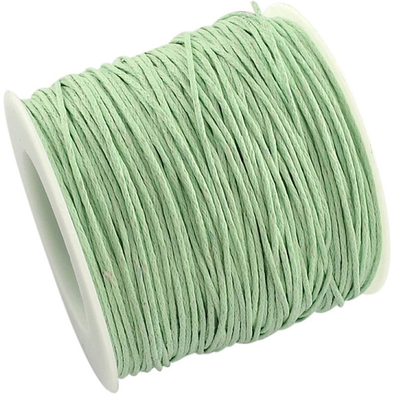 Waxed Cotton Thread Cords, Pale Green, 1mm, 100 yards/roll — Chains, Wire & Cord