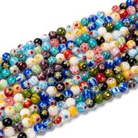 Round Handmade Millefiori Glass Beads Strands, Mixed Color, 6mm — Jewelry Beads