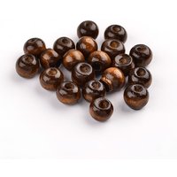 Perles en bois naturel faites à la main, teintées, rondes, café, 8mm — Perles à bijoux