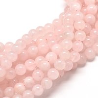 Natural Rose Quartz Round Bead Strands, 8mm, 1mm Hole, 46pcs — Jewelry Beads