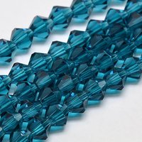 Brins de perles en verre biconiques imitation cristal autrichien, bleu acier — Perles à bijoux