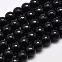 Brins de perles rondes en verre cristal autrichien imitation, noir, 6mm — Perles à bijoux