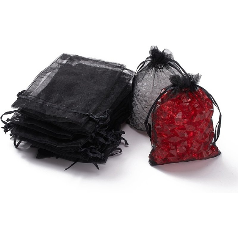 Sacs en Organza avec Cordon pour Bijoux et Cadeaux, Noir — Rangement et présentation