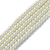 Eco-Friendly Dyed Glass Pearl Round Beads Strands, White, 4-4.5mm