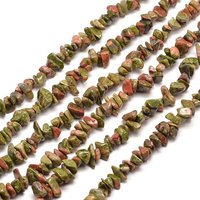 Natural Unakite Chip Bead Strands, 5-8mm, Hole: 1mm, 31.5 inch
