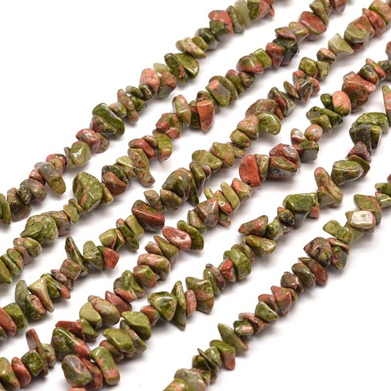 Fils de perles en chips d'unakite naturel, 5-8mm, trou : 1mm, 31,5 pouces — Perles à bijoux