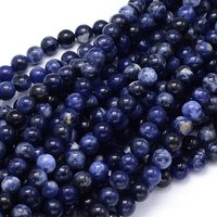 Brins de Perles Naturelles de Sodalite Ronde, 6mm, 15 pouces, 58-60pcs — Perles à bijoux