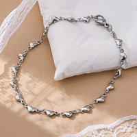 304 Stainless Steel Heart Link Bracelet with Lobster Claw Clasp — Bracelet Women