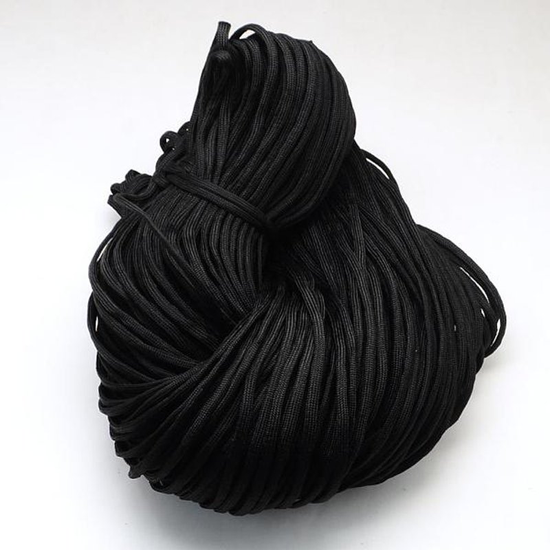 7 Noyaux Internes Cordon Ropes en Polyester & Spandex Noir pour Bracelets — Chaînes, fils et cordons