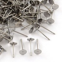 316 Surgical Stainless Steel Flat Round Blank Peg Stud Earring Settings — Jewelry Findings