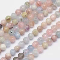Brins de perles rondes en morganite naturelle, 6mm, 66pcs, 15.5 pouces — Perles à bijoux