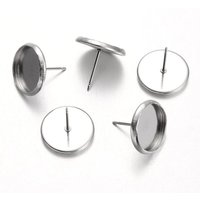 Tarnish Resistant Flat Round 304 Stainless Steel Earring Settings — Jewelry Findings