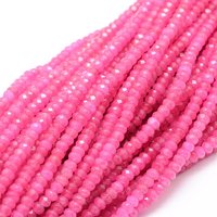 Dyed Natural Malaysia Jade Rondelle Beads Strands, Deep Pink, 14 inch — Jewelry Beads