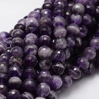Fil de perles facettées rondes en améthyste chevron naturelle, 8mm, 38cm — Perles à bijoux