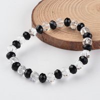 Bracelet extensible en perles de verre facettées Abacus, noir, 54mm — Bracelet Femme