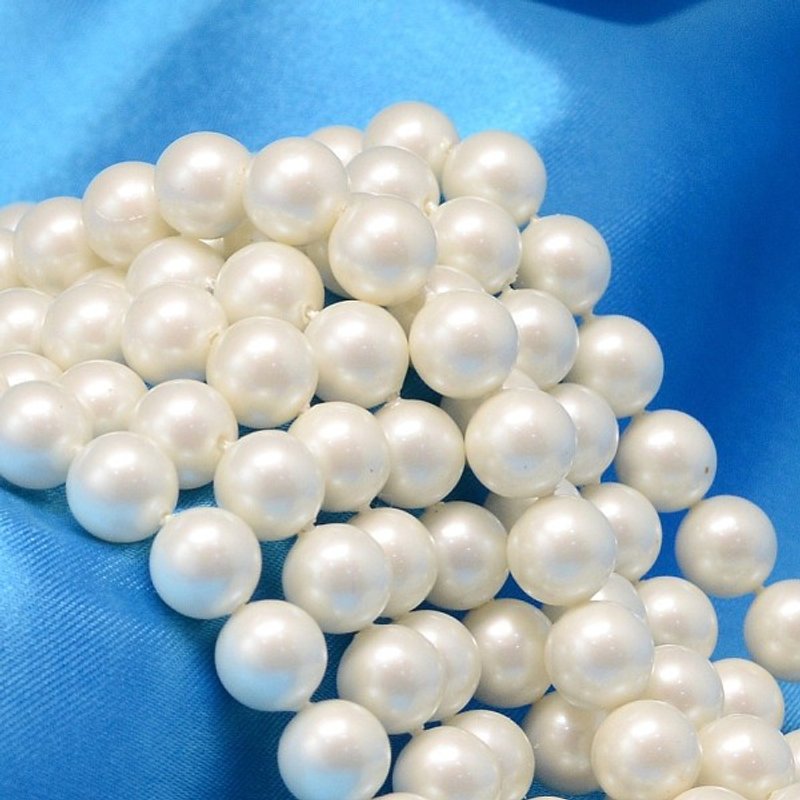 Brins de perles en coquillage rond, surface mate, blanc crémeux, 6mm, 60pcs — Perles à bijoux