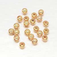 Perles Espaceuses Rondes en Laiton Plaqué Or, 2.5mm, 1800-2000pcs/50g — Perles à bijoux