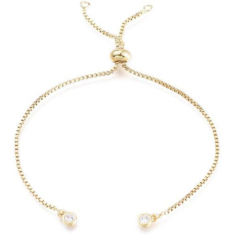 Brass Chain Bracelet Making with Cubic Zirconia, 18K Gold Plated — Jewelry Making Tools