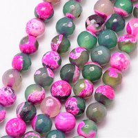 Brins de perles en agate craquelée naturelle, rondes, Grade A, violet — Perles à bijoux