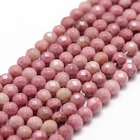 Brins de perles de rhodonite naturelle, facettées, rondes, 4mm, 86pcs — Perles à bijoux