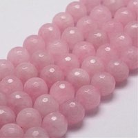 Brins de Perles de Quartz Rose Naturel, Facetté Rond, 6mm, 61pcs — Perles à bijoux